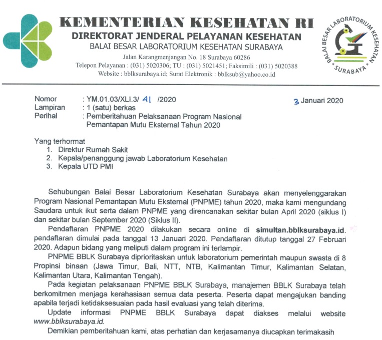 Program Nasional Pemantapan Mutu Eksternal (PNPME) tahun 2020