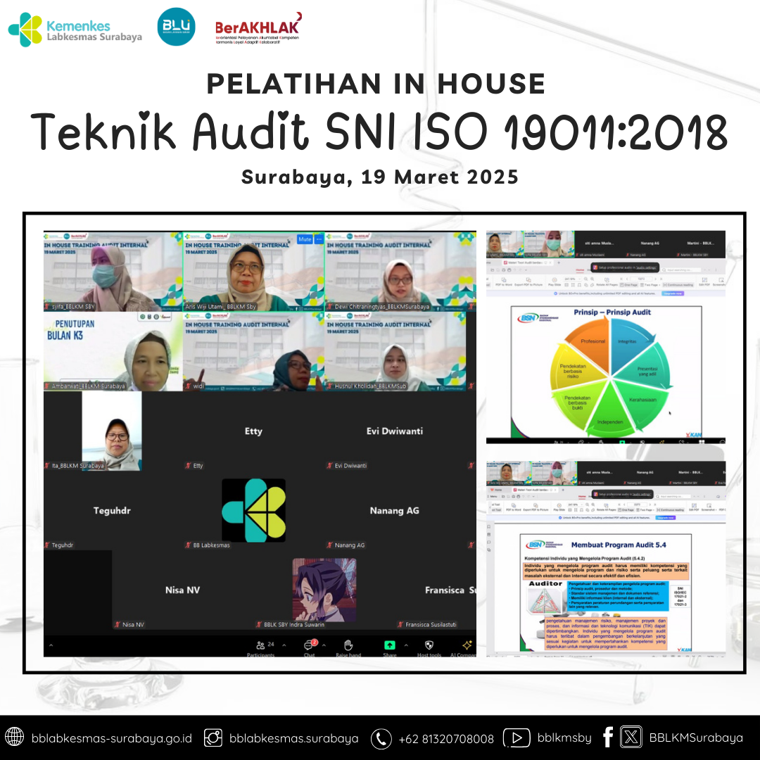 Pelatihan In-House Teknik Audit Berdasarkan SNI ISO 19011:2018