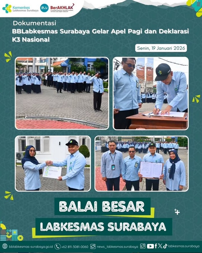 Labkesmas Surabaya Gelar Apel Pagi dan Deklarasi K3 Nasional